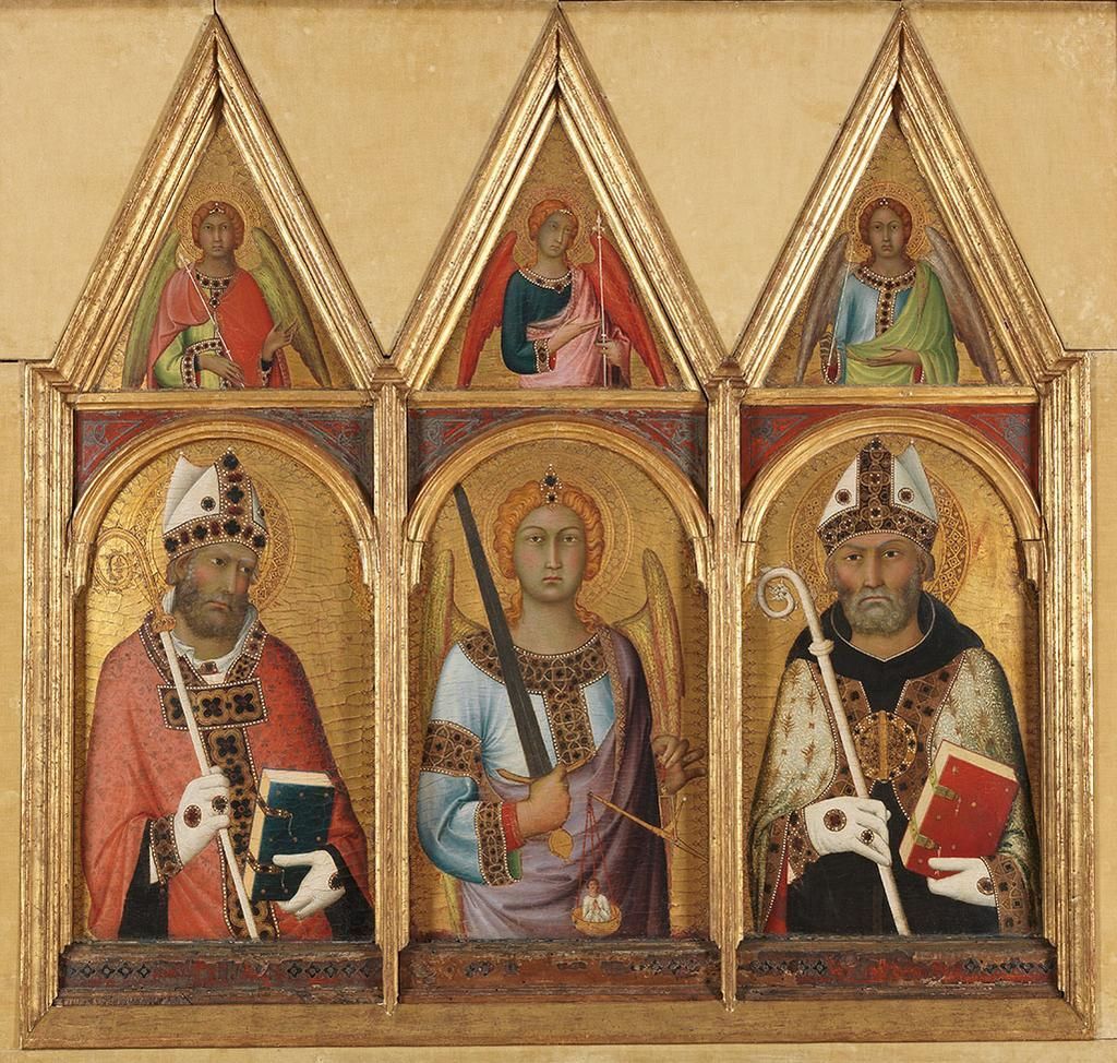 Simone Martini, 1284-1344 - St Geminianus, St Michael and St Augustine. https://data.fitzmuseum.cam.ac.uk/id/object/635